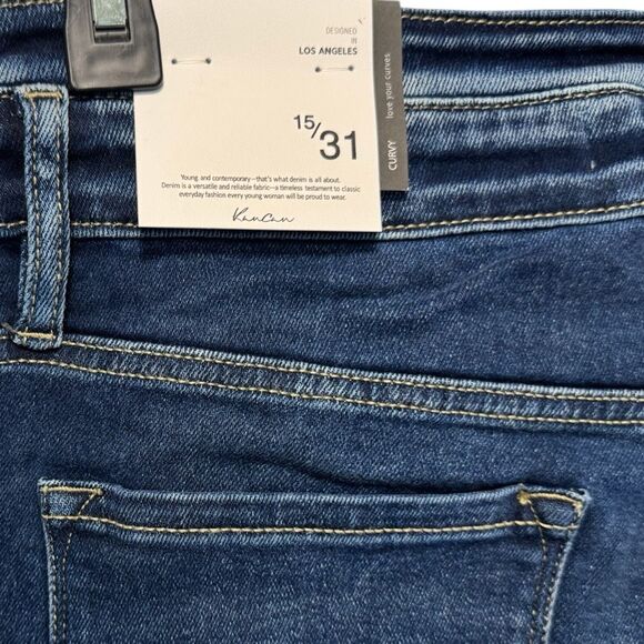 Kancan High Rise Curvy Dark Wash Button Fly Flare NWT - Picture 16 of 16